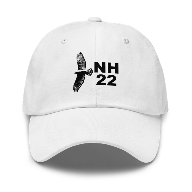 White dad hat with NH22 logo.